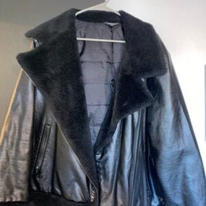 Black Faux Fur Lined Leather Jacket